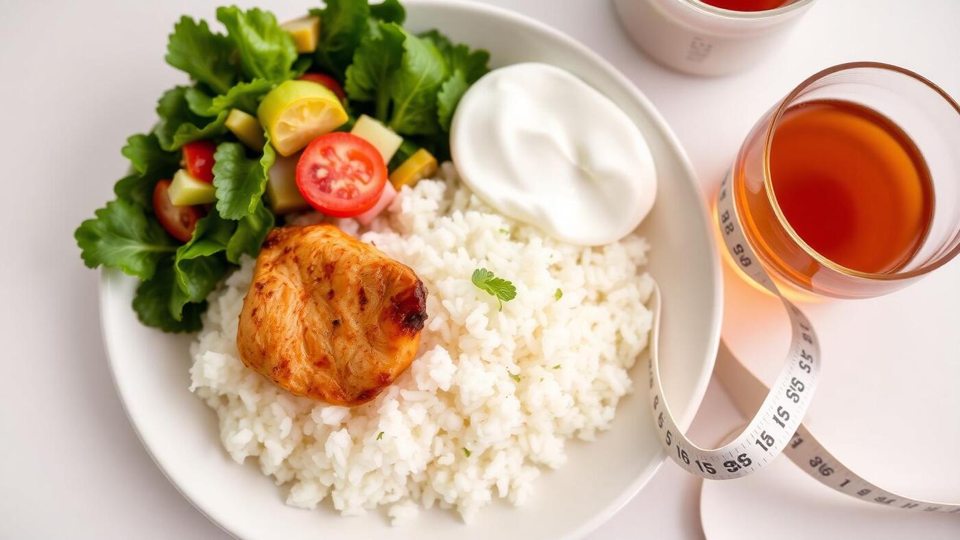 Healthy portion-controlled desi plate with measuring tape